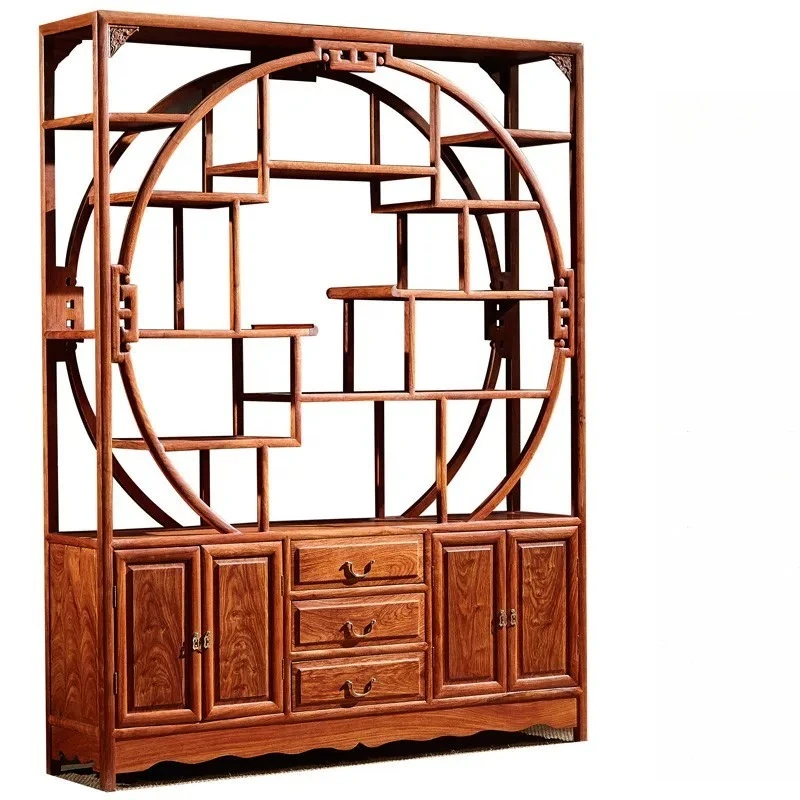 mahogany furniture hedgehog red sandalwood rosewood big five-fu bogu frame,  Duobao Pavilion storage cabinet