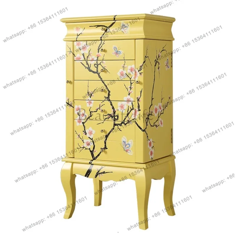 

Painted storage decorative cabinet American six-bucket painted storage dresser multi-functional clamshell jewelry cabinet