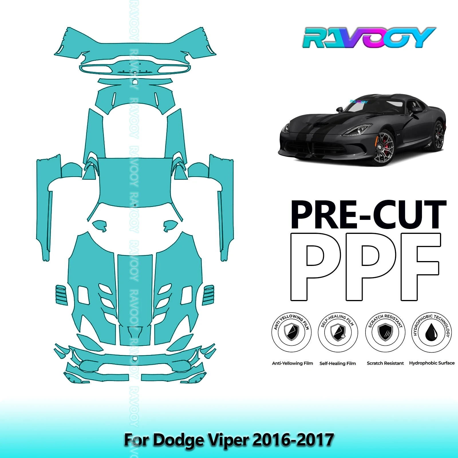

Автомобильная предварительно вырезанная защитная пленка для краски PPF, полный автомобиль для Dodge Viper 2016-2017
