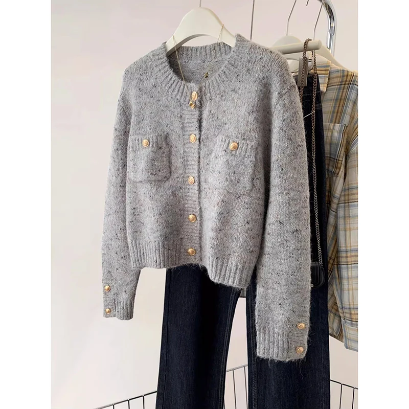 Herfst Dames Zoete Truien Cardigan Casual Vintage Lange Mouw Elegante Gebreide Tops Jas Koreaanse Stijl O-hals Dames Vest