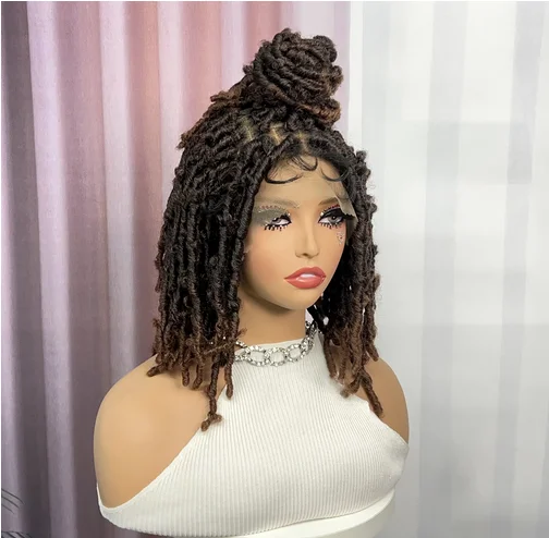 Afro Wigs Lace Front Synthetic Braided Wig for Black Women Dreadlocks Lace Front Braid Wigs 16 Inches Knotless Braid Wigs