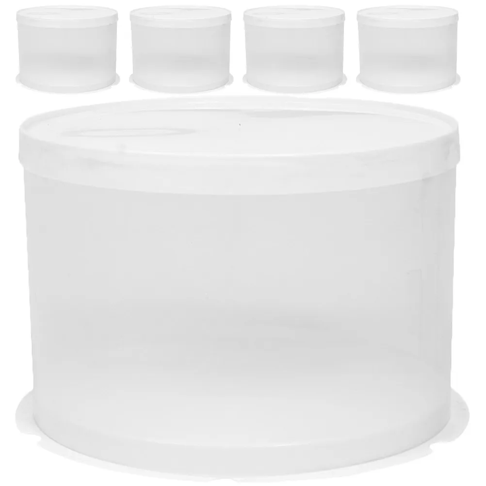

5pcs Box Round Clear Dome Lid Packaging Container For Birthday Cake Baking Dessert Carry Case Bakery Storage Tall Plastic Cake
