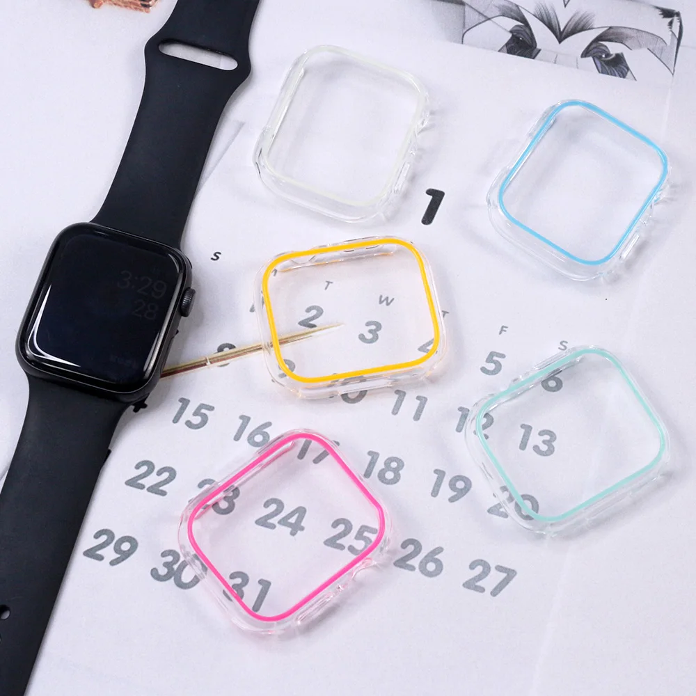 Luminous Case for Apple Watch series 9 8 7 6 5 4 3 SE 45 41 38mm 42mm 40mm 44mm 49mm Glow PC Cover Frame for iWatch Accessories