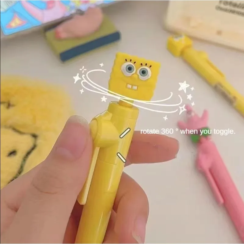 SpongeBob Gel Pen 0.38mm School Office Writing Supplies Patrick Decompression Anime Students Rotatable Pen Creative Stationery