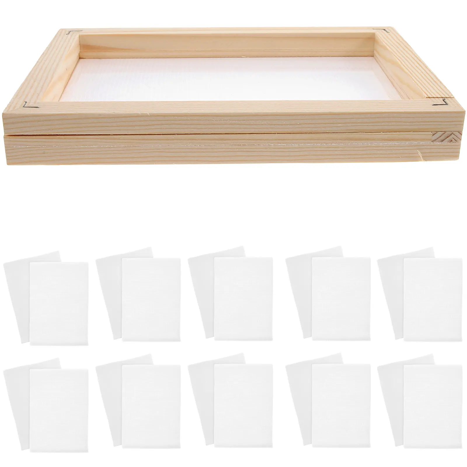 

21Pcs Handmade Paper Making Screen Kit Wooden Frame DIY Paper Craft Tools Educational Crafting Mold for Kids Art Projects