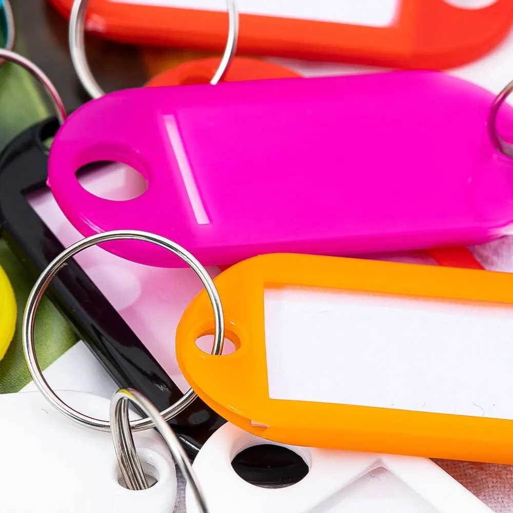 50-600 Stück Mehrfarbige Schlüsselanhänger Schlüssel-ID-Etiketten Gepäck-ID-Tags Hotel-Nummerierungskarten Schlüsselringe Zufällige Farbe – Detail 10