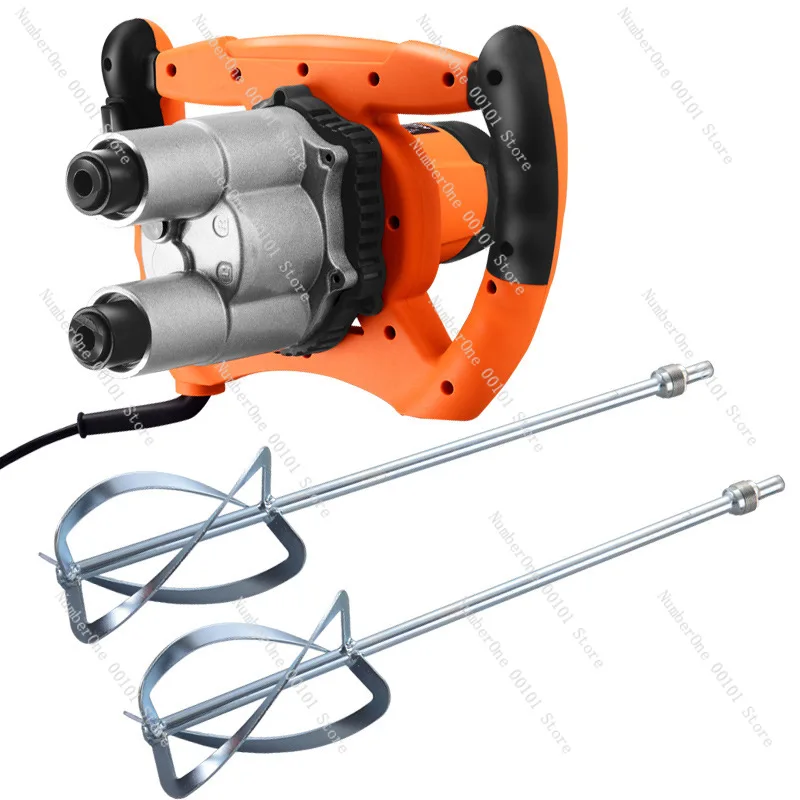 Double rod mixer handheld putty powder mixer industrial grade paint cement coating food high power gray