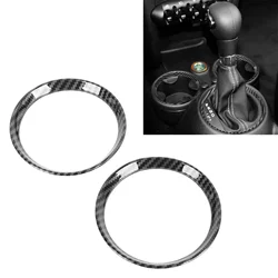 2Pcs Carbon Fiber Look Car Cup Holder Panel Trim Ring Car Interior Fit for MINI Cooper R56 2006-2013