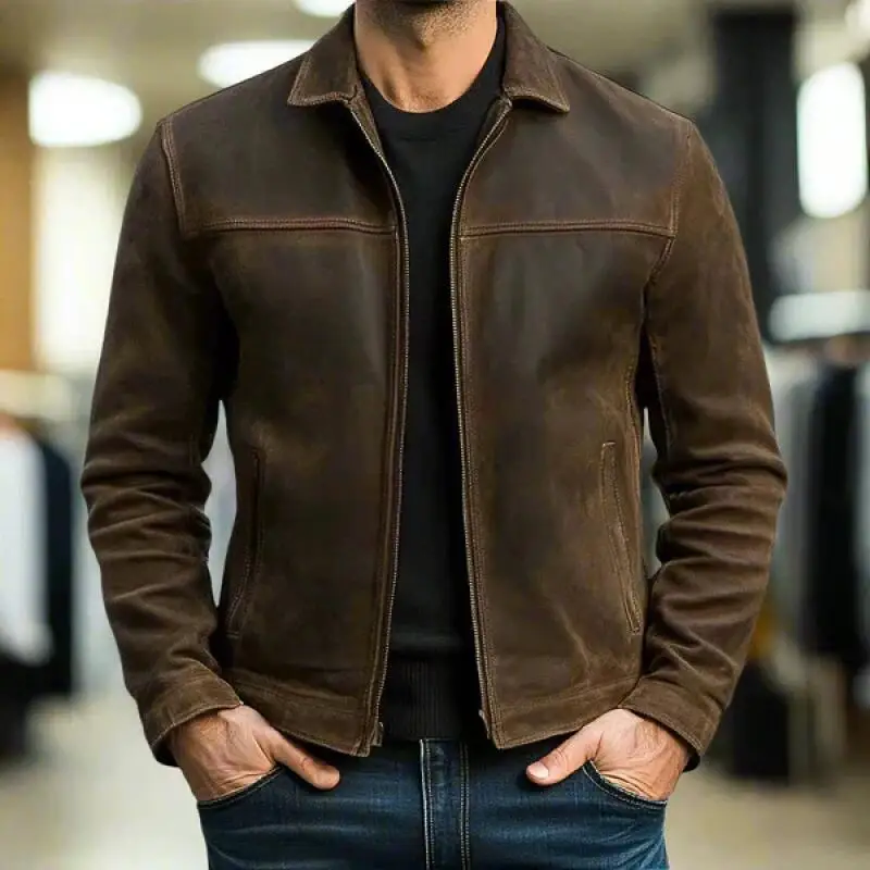 Spring Autumn Men's Faux Leather Jacket Fashion Zippers Turn Down Collar Moto Biker Outerwear Men Korean Style Motorcycles Coats