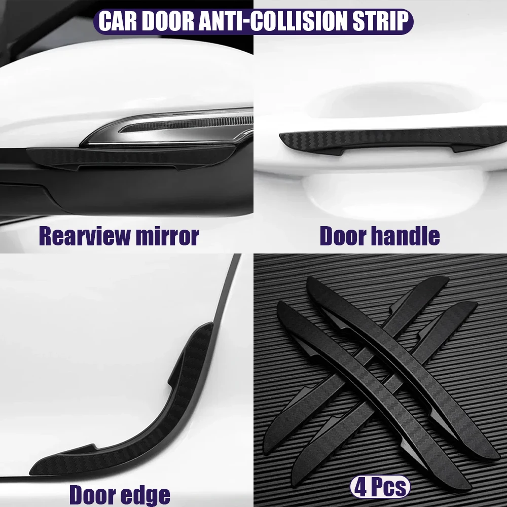 Side Edge Protection Guard Rear View Mirror Cover Protection Strip Car Door Black Anti-collision Protector Bar Silicone Stickers