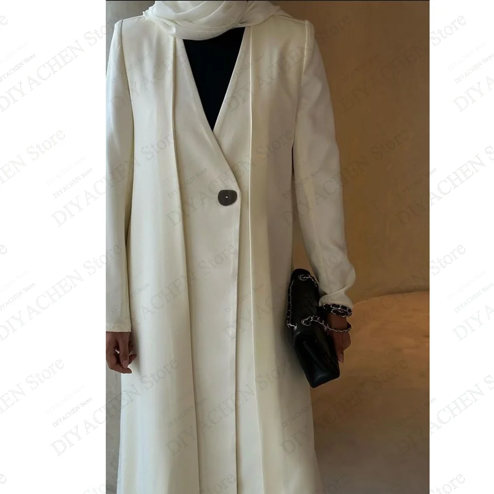 Chic Solid Women Jacket 1 Piece Fashion V-Neck Long Sleeves Daily Causal Blazer Basic Elegant Office Lady Female Coat 2025