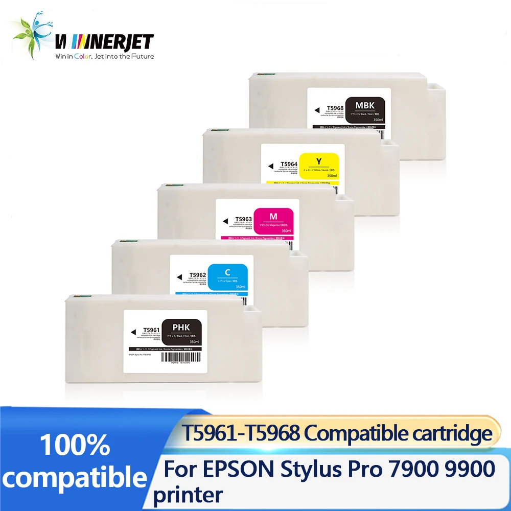 

T5961 T5962 T5963 T5964 T5968 Совместимый картридж 350 см с пигментными чернилами с чипом для принтера EPSON Stylus Pro 7900 9900