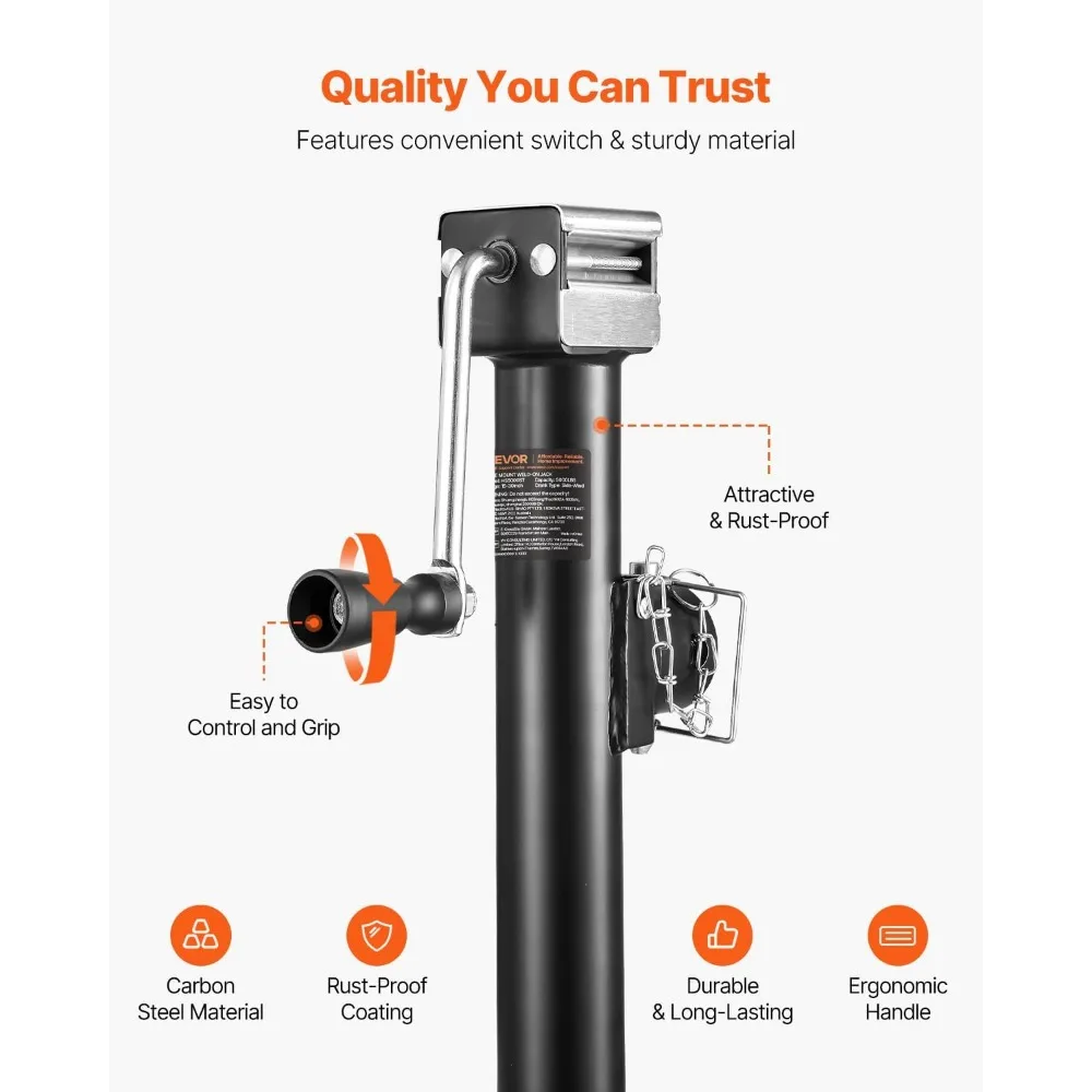 Cric de remorque pivotant à souder de 5000 lb, levage de 14 po pour camping-car et remorques utilitaires – Heavy Duty & réglable