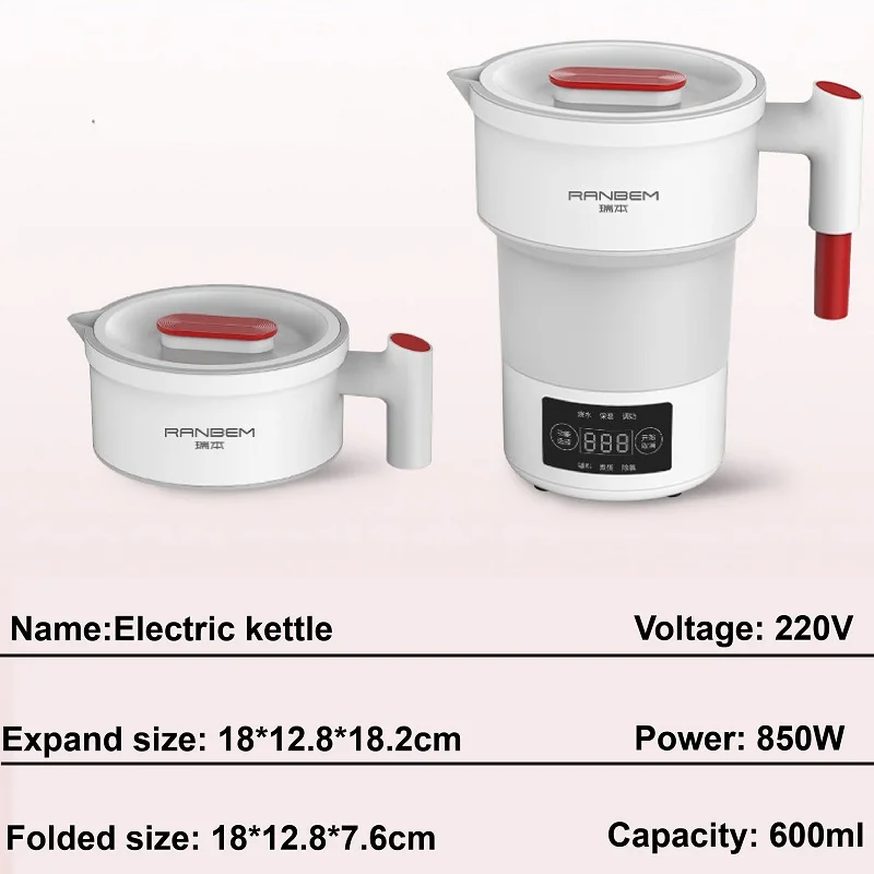 600ml składany czajnik elektryczny przenośny czajnik inteligentny Mini podróżny dzbanek do kawy wielofunkcyjny czajniczek 850W