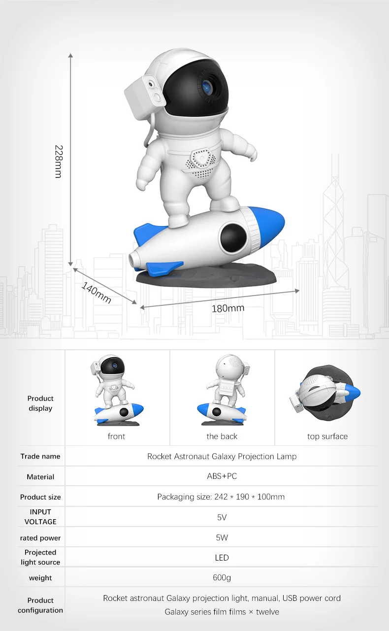 Imagem -05 - Astronauta Starry Sky Projetor Foguete Spaceman Led Night Light Focando Robot Lâmpada 12 Filmes Laser Lâmpada de Projeção