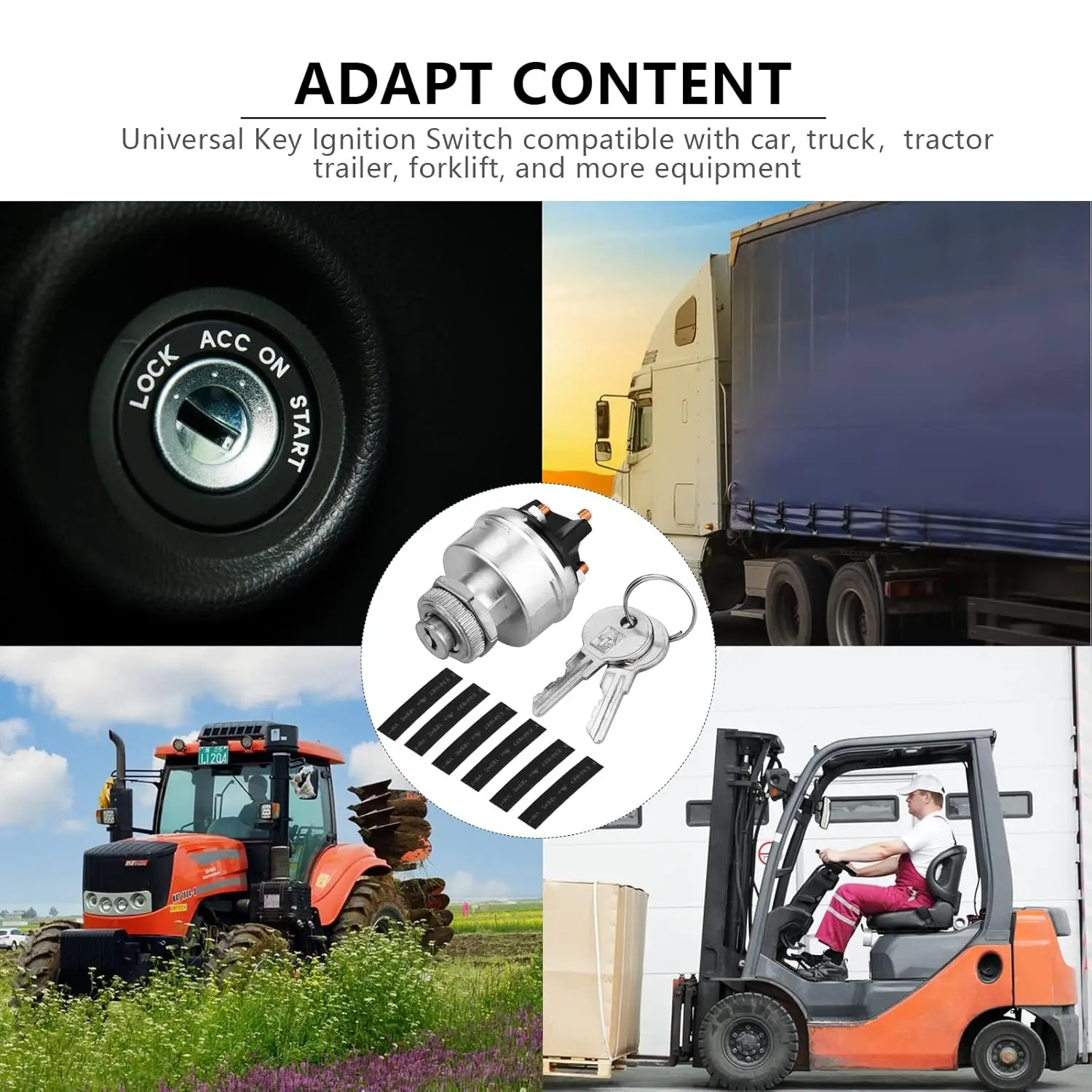 Staubdichter 4-Positionen-Zündschalter 12 V mit Schlüssel ACC OFF IGN Start Fit Auto LKW Traktor Gabelstapler Anhänger – Detail 5