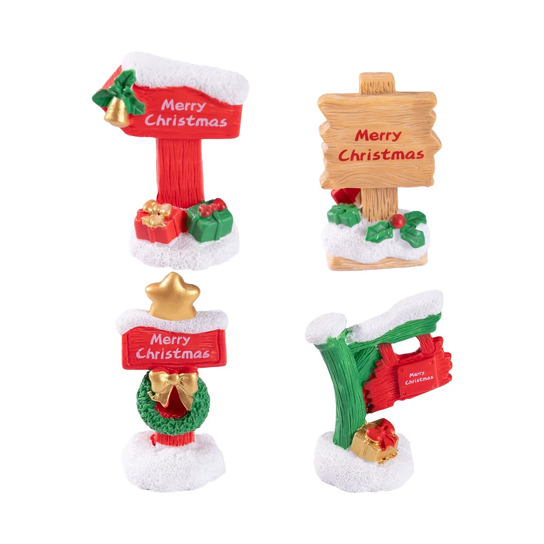 Micro Landscape Creative Christmas Road Sign Indicator Crystal Ball Diy Decoration Accessories Miniature Small Ornament