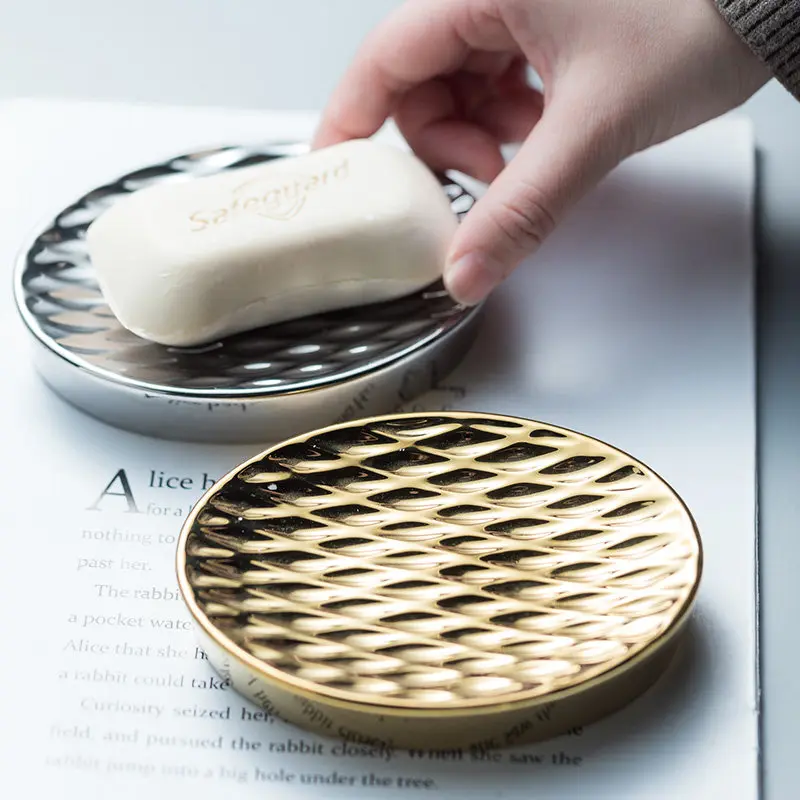 Luxury Ceramic Soap Dish Toilet Hotel Bathroom Soap plate Porcelain Soap Tray Ornament