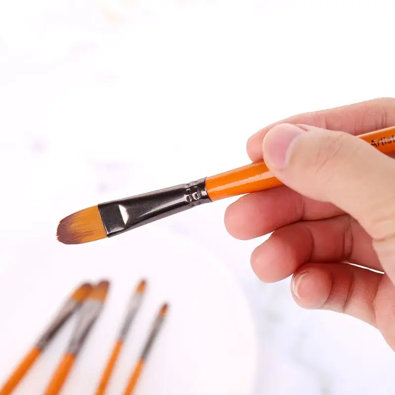 5 Stuks Olieverf Penselen #2/#6/#8/#10/#12 Borstelpunt voor Acryl Aquarel Olie