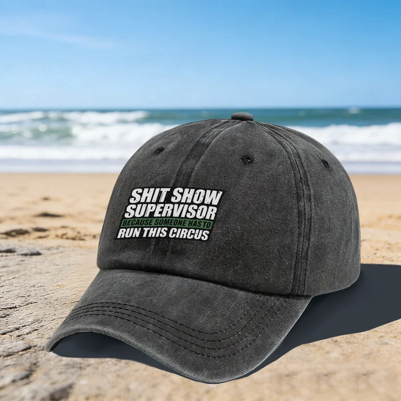Shit Show Supervisor Baseball Cap Unisex Humor Print Adjustable Cotton Cap for Daily Casual Outdoor Wear