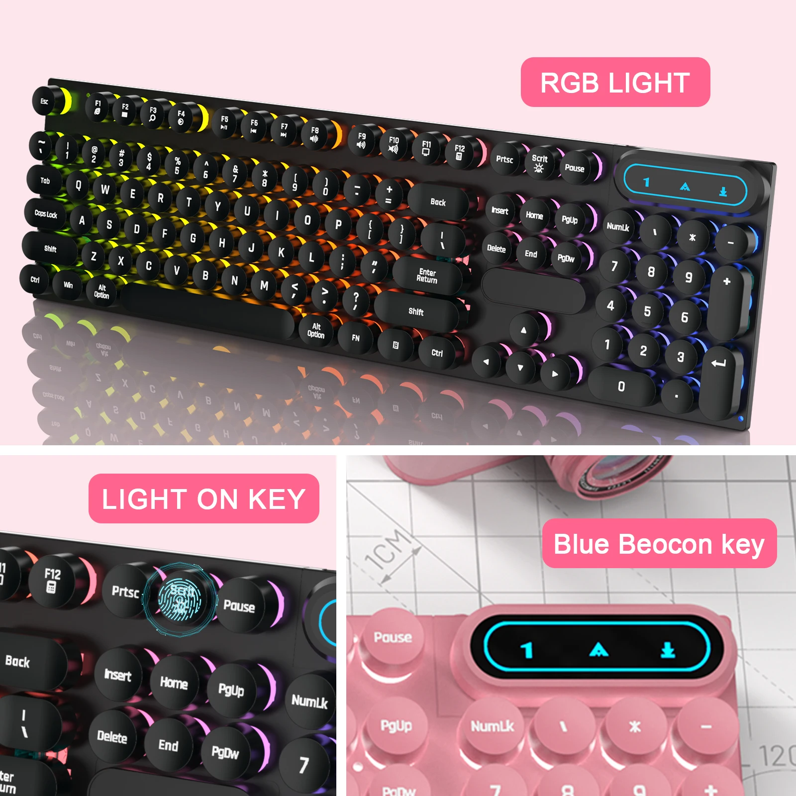 104 مفاتيح لوحة مفاتيح ألعاب سوداء سلكية RGB بإضاءة خلفية للتنفس لوحة مفاتيح سلكية مريحة للمكتب لألعاب الكمبيوتر المحمول والكمبيوتر