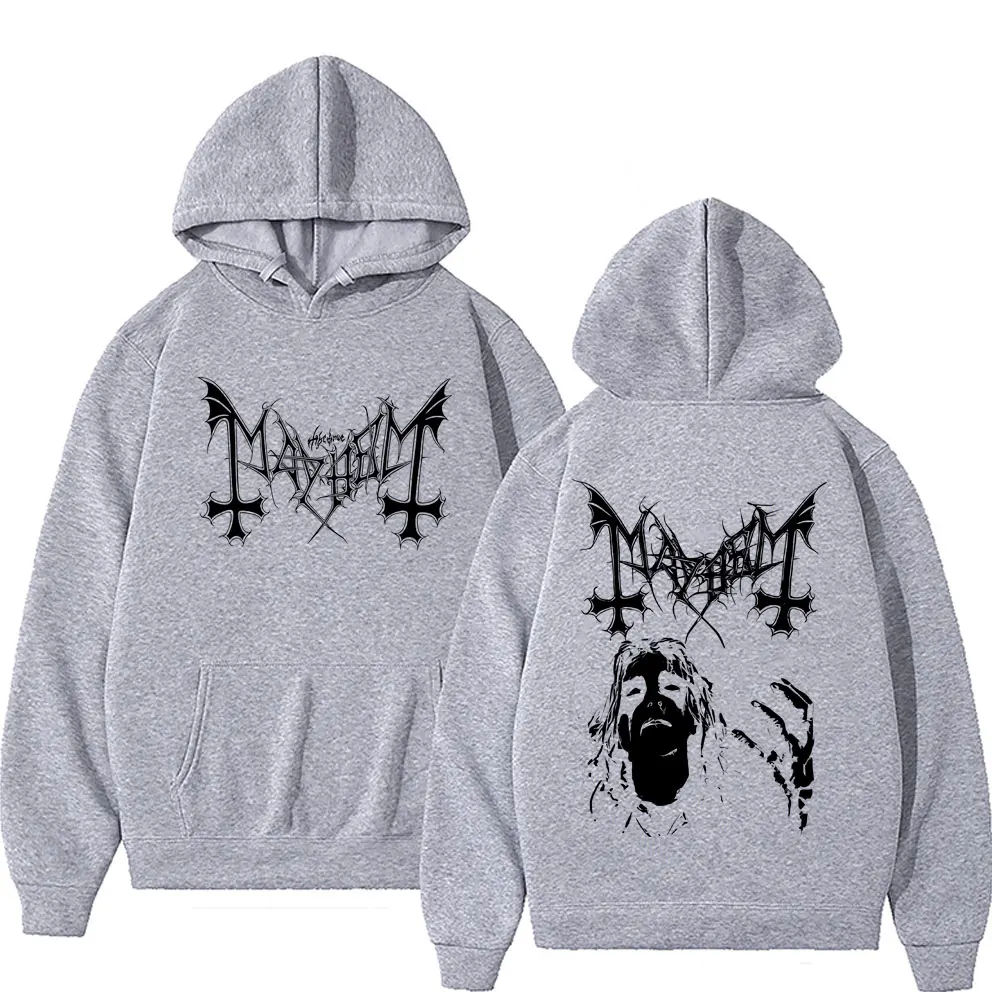 Mayhem Graphic Hoodie Men's Retro Death Black Metal Rock Band Sweatshirt Unsiex Fashion Oversized Fleece Cotton Pullover Hoodies