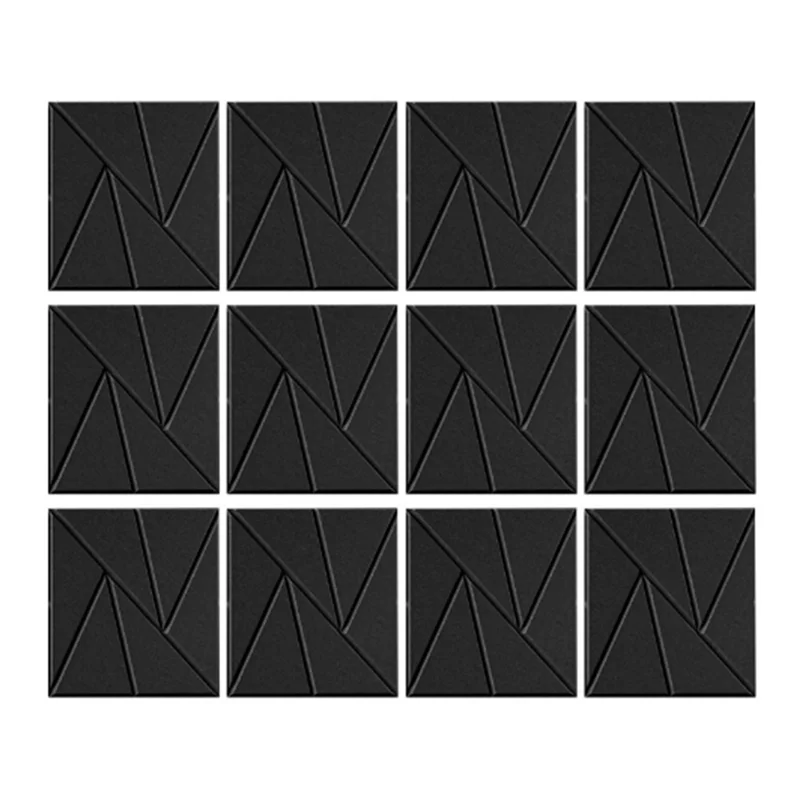 

ABKV-12 Pack Self Adhesive Acoustic Panels 11.8Inch X 11.8Inch Sound Proof Foam Panels (Black)