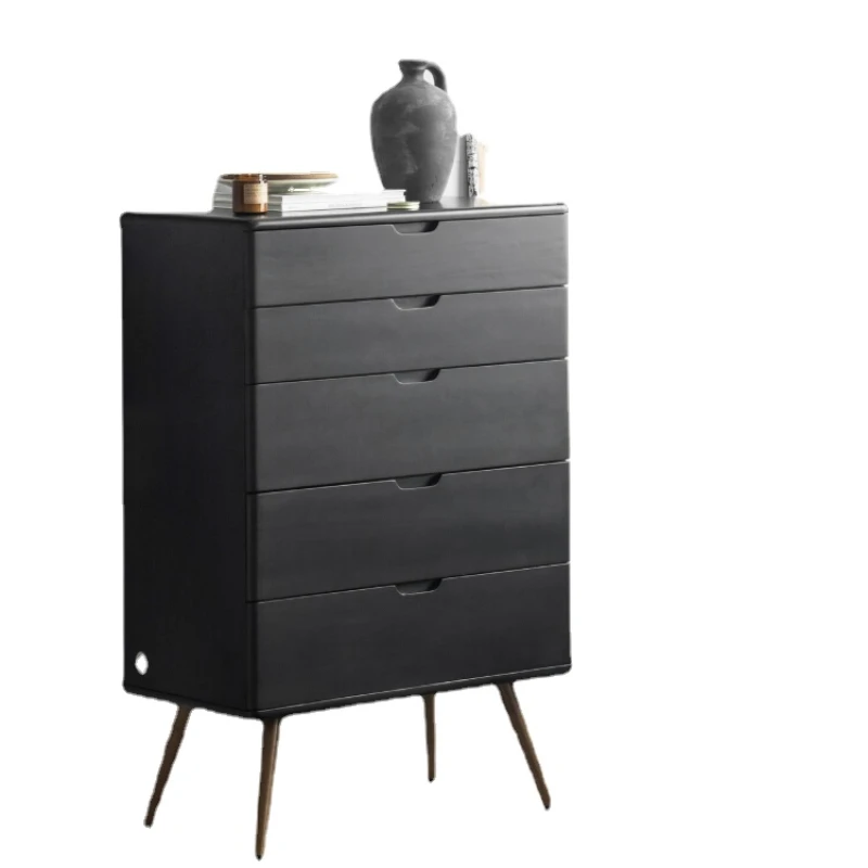 Hxl Black Gallon Chest of Drawers Cherry Wood Nordic Modern Storage Chest of Drawers Bedroom Cabinet