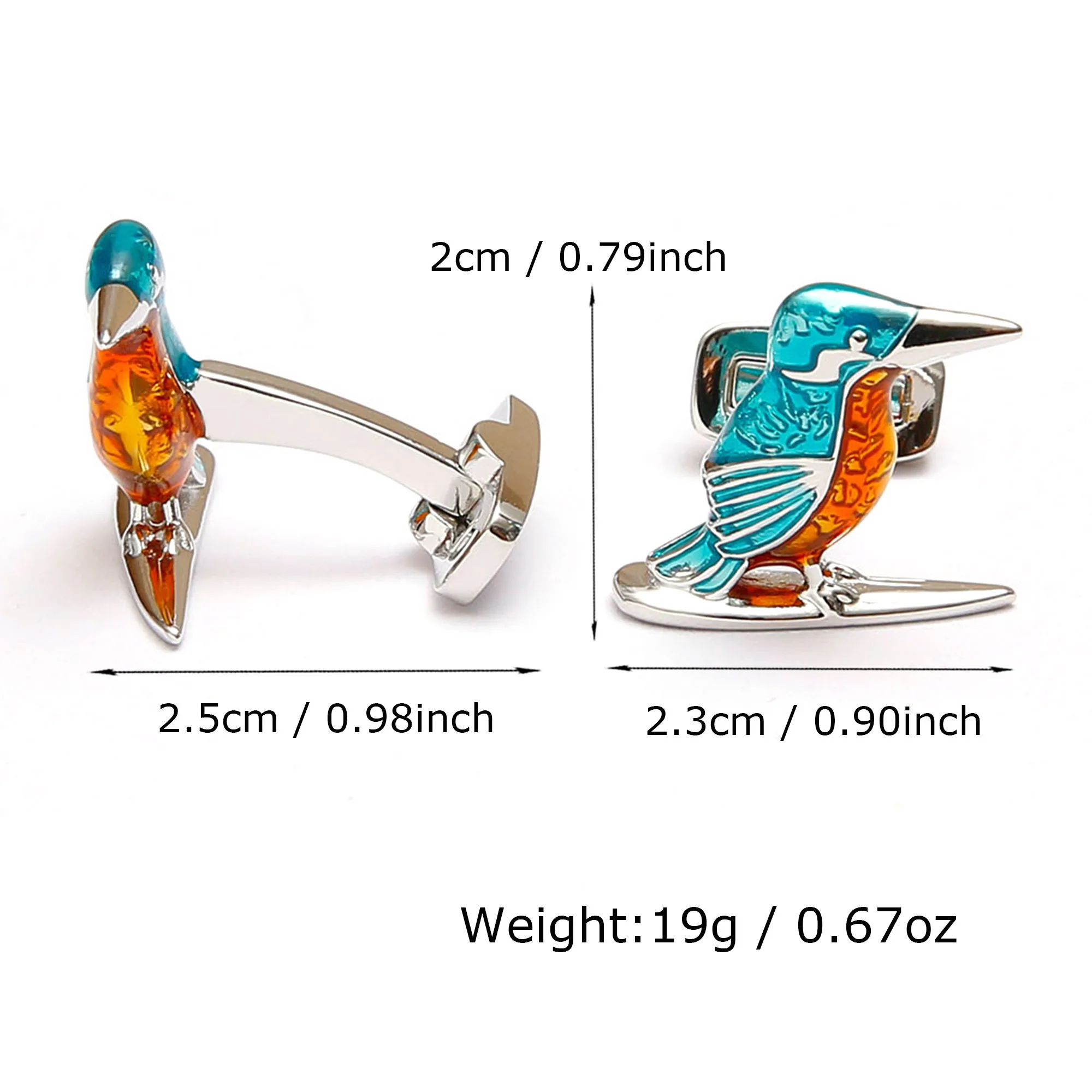 TOMYE Bird Cufflinks for Men, Cute Kingfisher Design Brass Shirt Cuff Links, Jewelry Gift for Dad Husband Groomsman