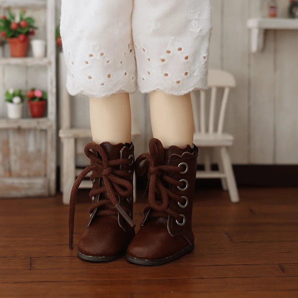 1 paio di stivali alti in pelle per bambole Obitsu 11 a 4 fori Mini 1/6 scarpe in pelle per bambole Bjd GSC carino 1/6 stivali per bambole Bjd regali