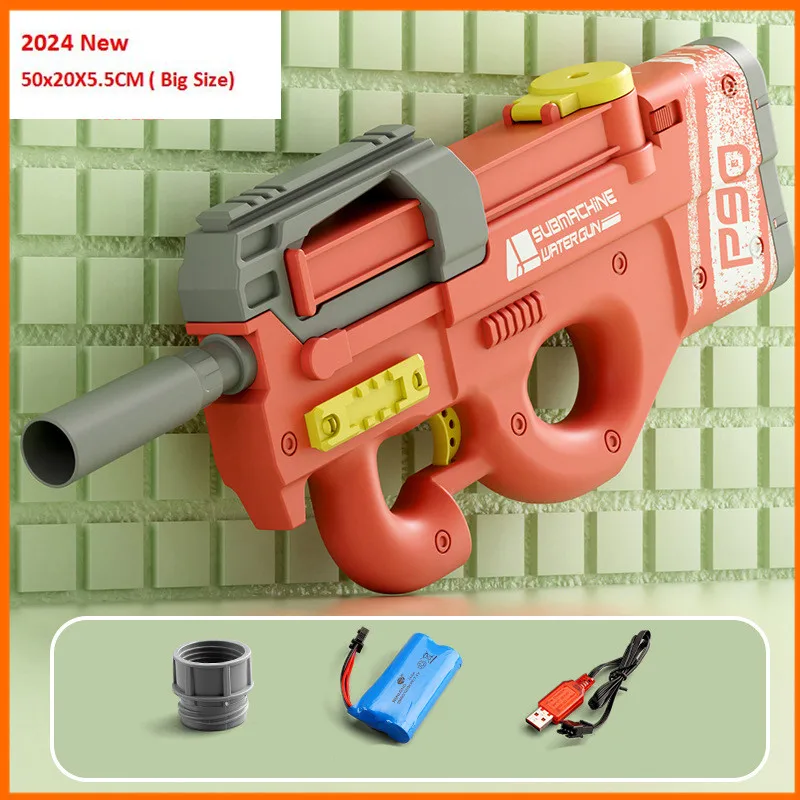 2024 New P90 Electric Water Gun Shooting Toy Fully Automatic Summer Beach Children's Outdoor Fun Toy Boys and Girls Adult Toy