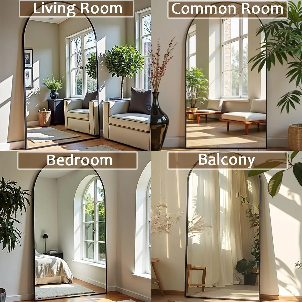 [Vendita calda! ]Specchio ad arco a figura intera, specchio da pavimento grande da 81"x41" con supporto, specchi oversize per tutto il corpo per appoggiarsi o sospese,