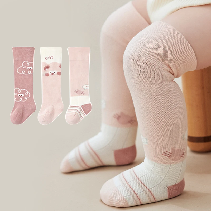 

3 пары длинных носков для маленьких девочек, милые детские гольфы с героями мультфильмов, детские чулки для девочек
