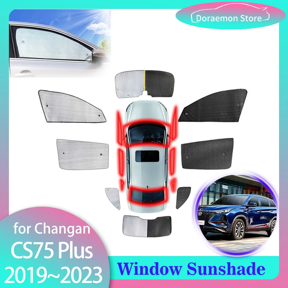 التغطية الكاملة المظلات ل Changan CS75 Plus 2019 ~ 2023 الخلفية الزجاج الأمامي الستار الشمس حماية النوافذ الأمامية قناع حصيرة الملحقات