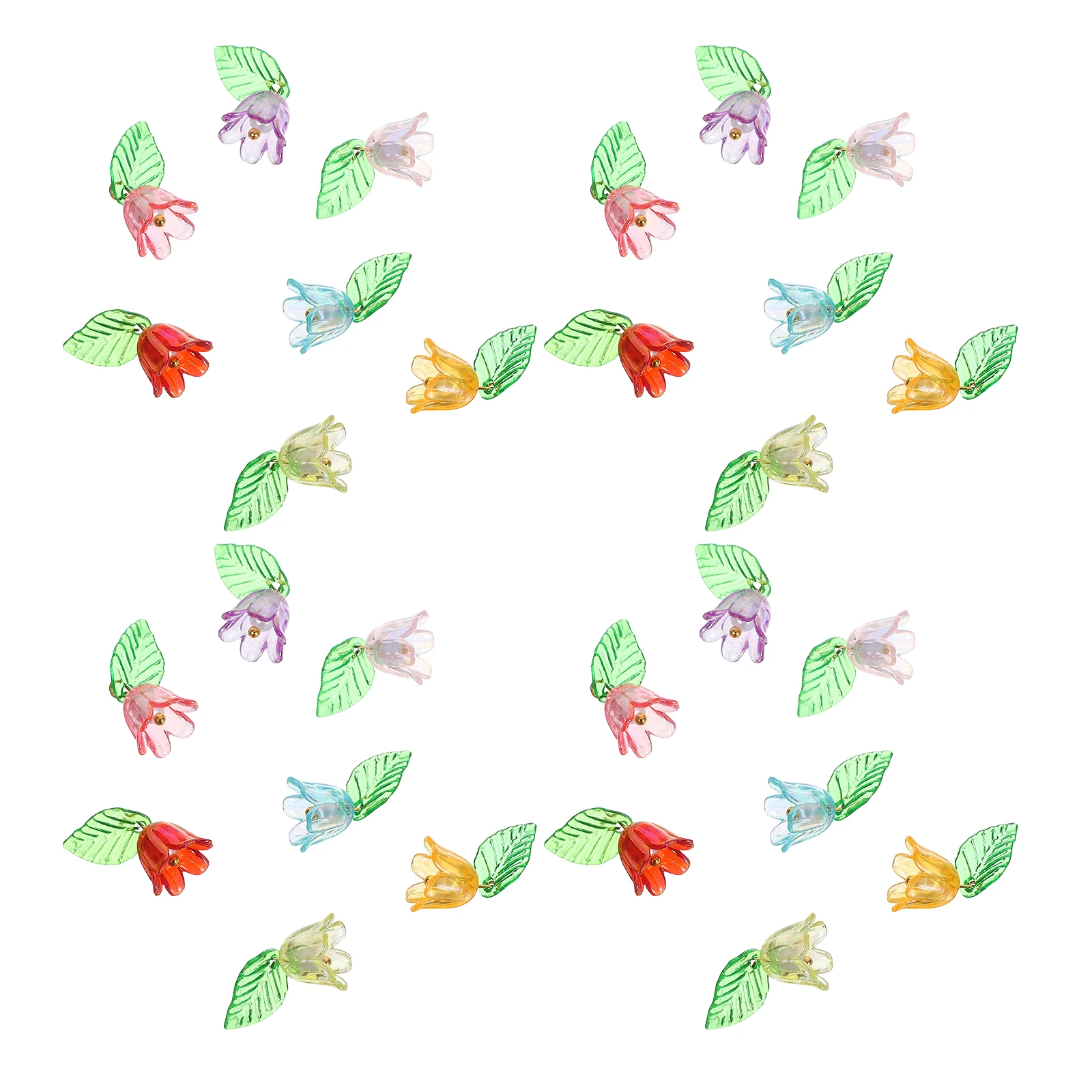 

60pcs Acrylic Bell Flower Charms Pendants Metal Beads Shaped Crafts Jewelry Making Bracelet Accessories Supplies Keychain