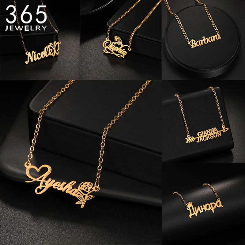 

Custom Name Multiple Style Necklaces Pendant Stainless Steel Personalized Charming Nameplate For Women Jewelry Girlfriend Gifts