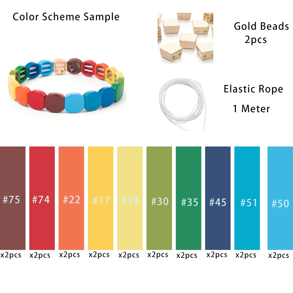 Cuentas de esmalte de forma cuadrada, 30 piezas, 8x8MM, bohemio, Arco Iris, coloridas, elásticas, para fabricación de joyas