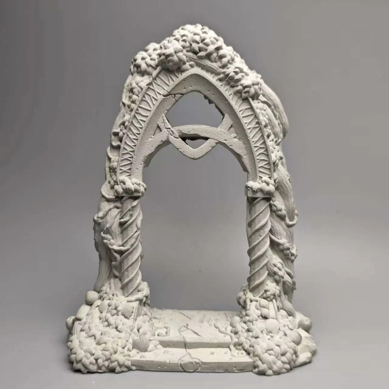 Vines of the Realm: Arched Roman Columns, Damaged Plants, Roman Columns, Ancient Greek Architectural Model, Gypsum Material