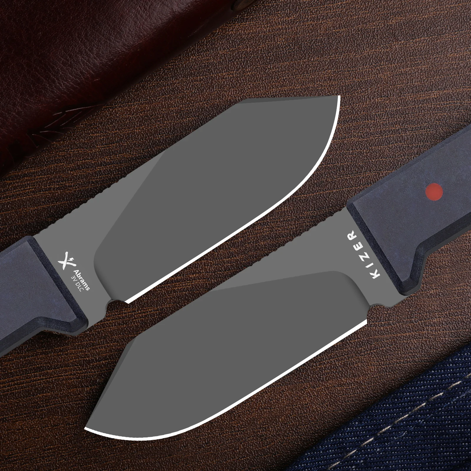 Kizer Fixed Blade Knife Abrams 1133A1/A2/A3 Richlite & Carbon Waves/Micarta/G10 Handle WIth Nitro-V/Nitro-V/D2 Steel Blade - view 5