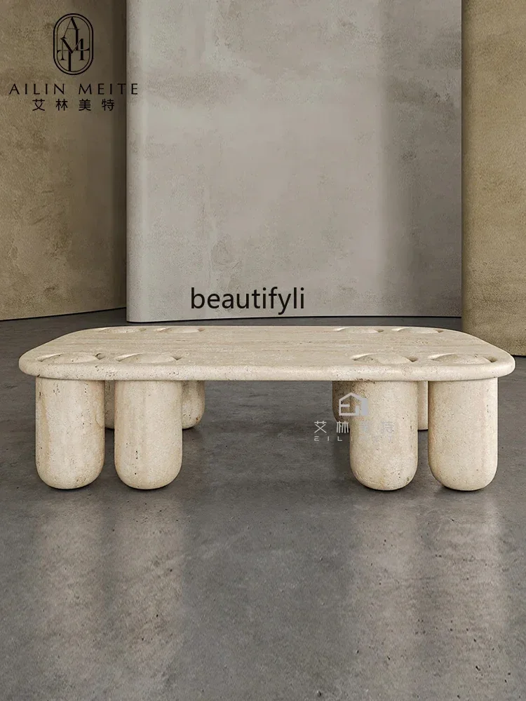 

Y light luxury designer high sense creative coffee table minimalist Nordic Roman travertine bed and breakfast coffee tableA16