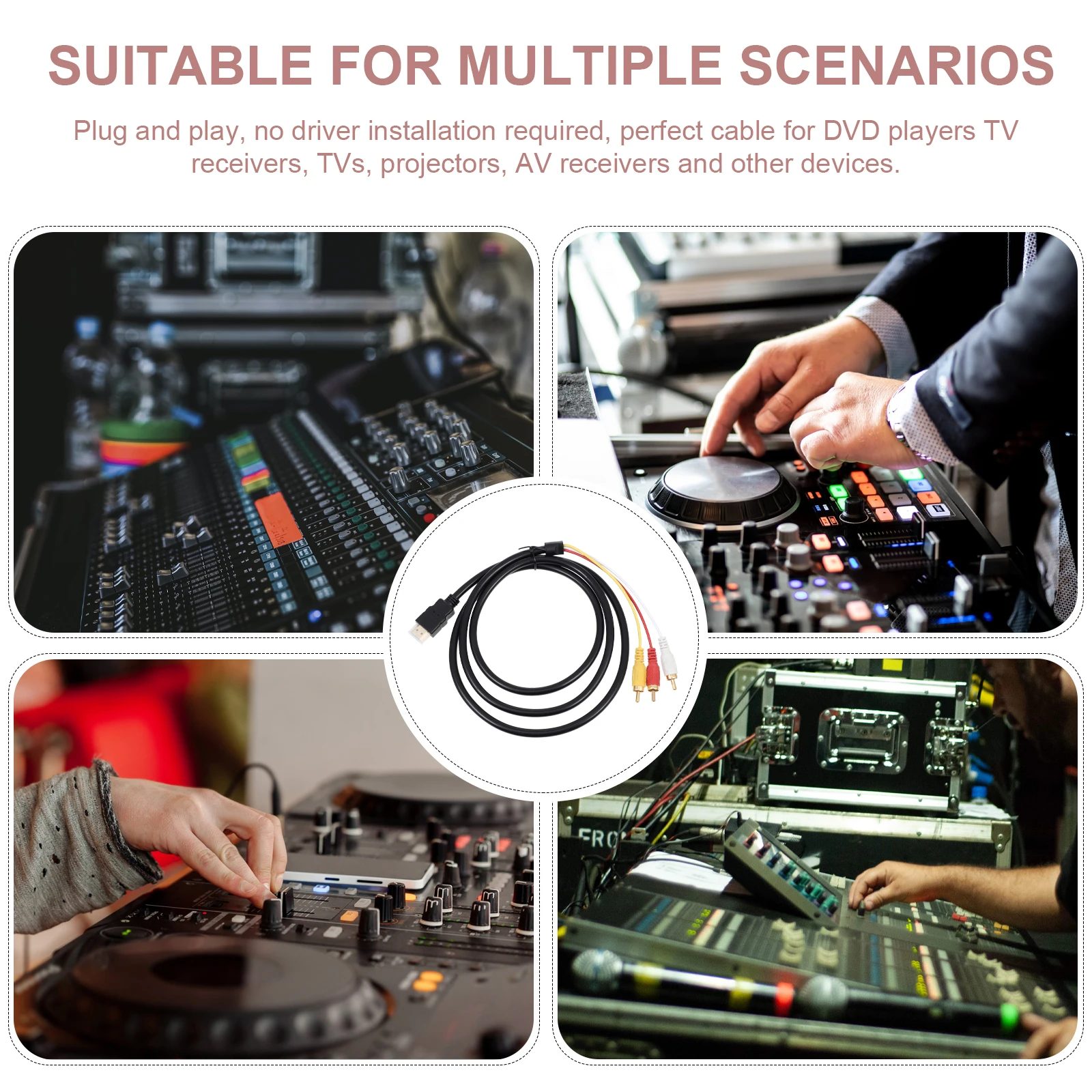 

to Av Conversion Cable High Definition Video Audio Adapter Cable No Driver Needed Perfect for Dvd Projector Multimedia