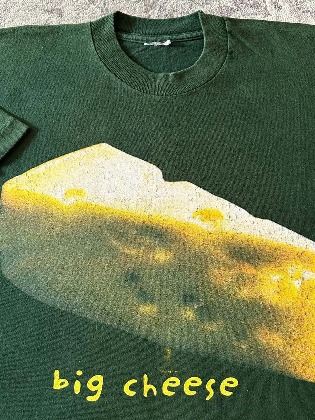 Summer Green Cheese Print T-Shirt Artistic Realism Sweet Cool Style Cotton Short Sleeve round Neck for Men And Women