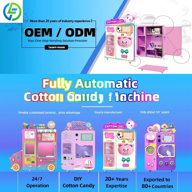 Customize Robot High ROI Profitable Vending Machine Fully Automatic Sugar Cotton Candy Vending Machine for Shopping Center
