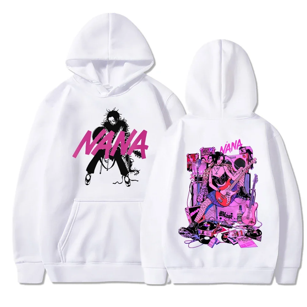 Male and female Nana printed hooded sweatshirt long sleeved sweatshirt retro style Y2K Harajuku aesthetic neutral