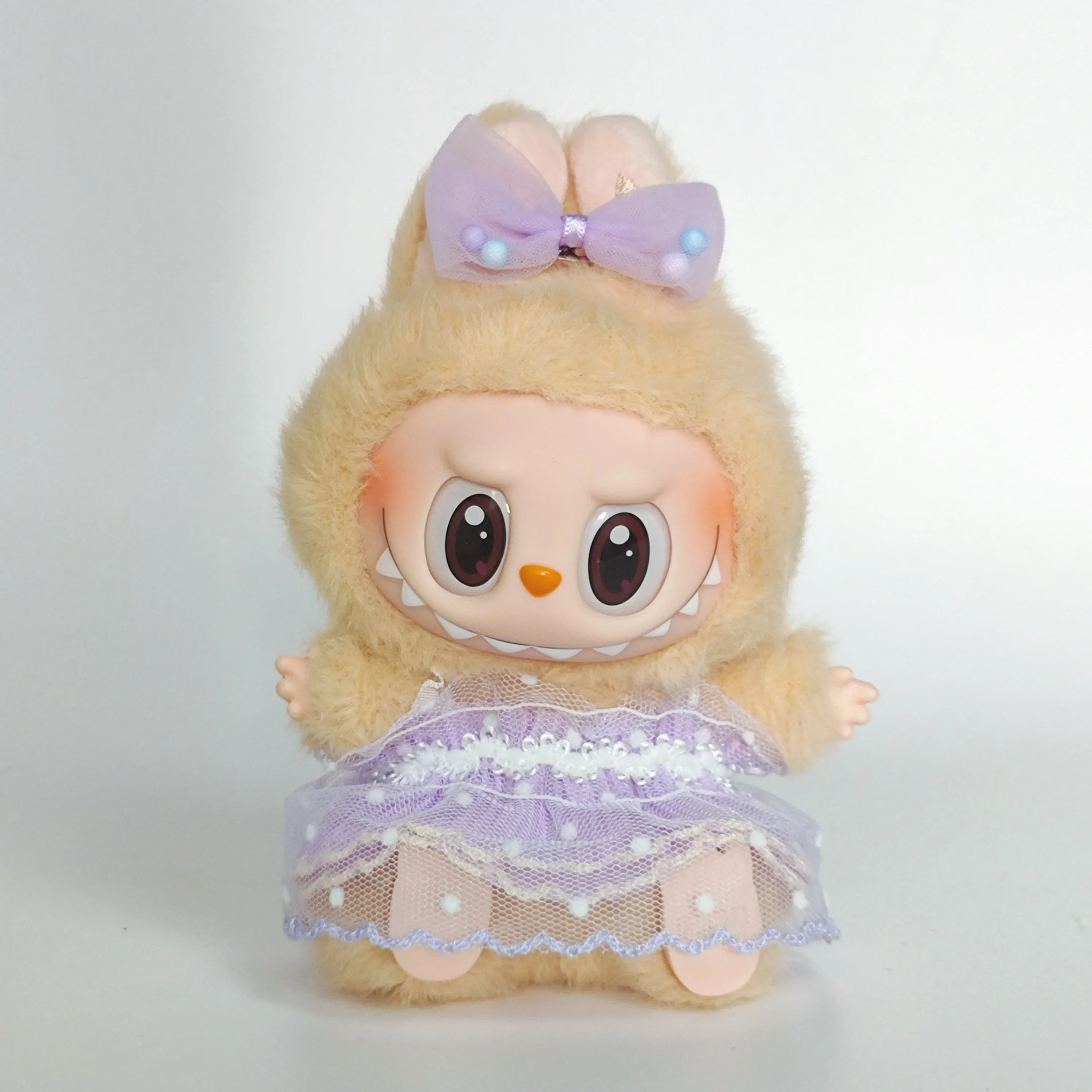 Kleding voor Labubu Mini Pluche Poppenkleding Bud Rok met Parel Haaraccessoire