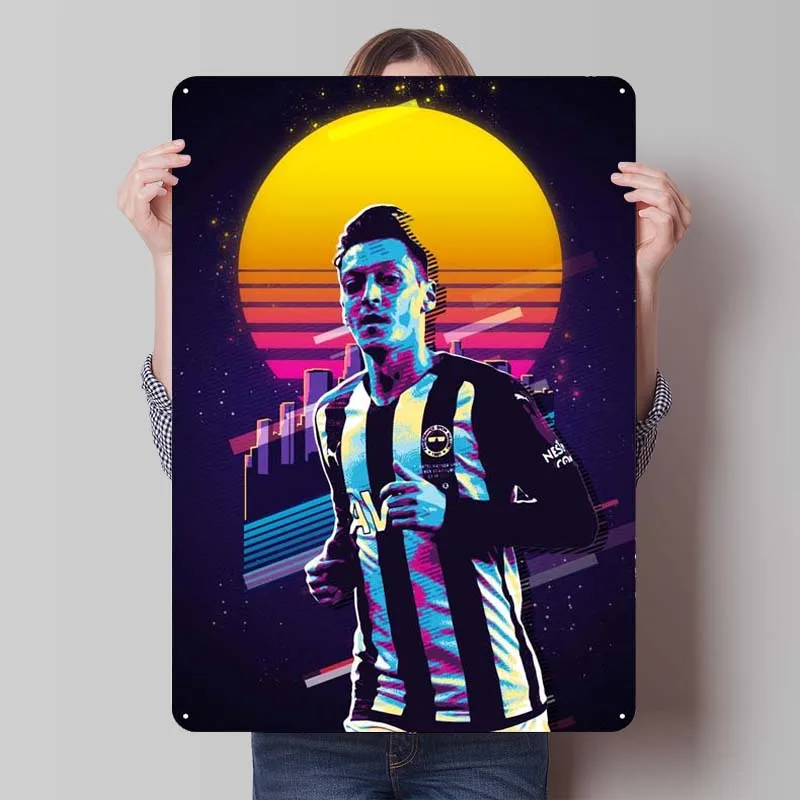 Mesut Ozil Tinplate Sign Sports Poster Vintage Metal Plate Metal Sign Plaque for Wall Art Decoration Home Decorators Accessories