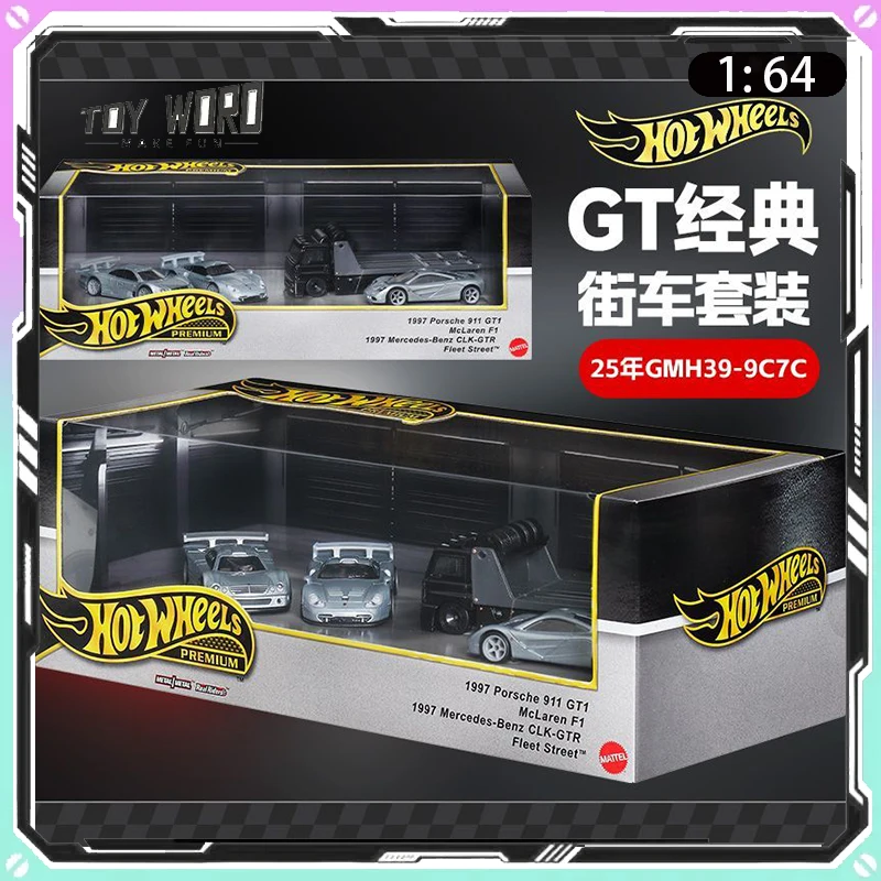 1/64 Hot Wheels Fleet Street Series 1997 Porsche 911 GT1 Mclaren F1 Benz CLK-GTR Model Collectible Toys Custom Birthday Gift