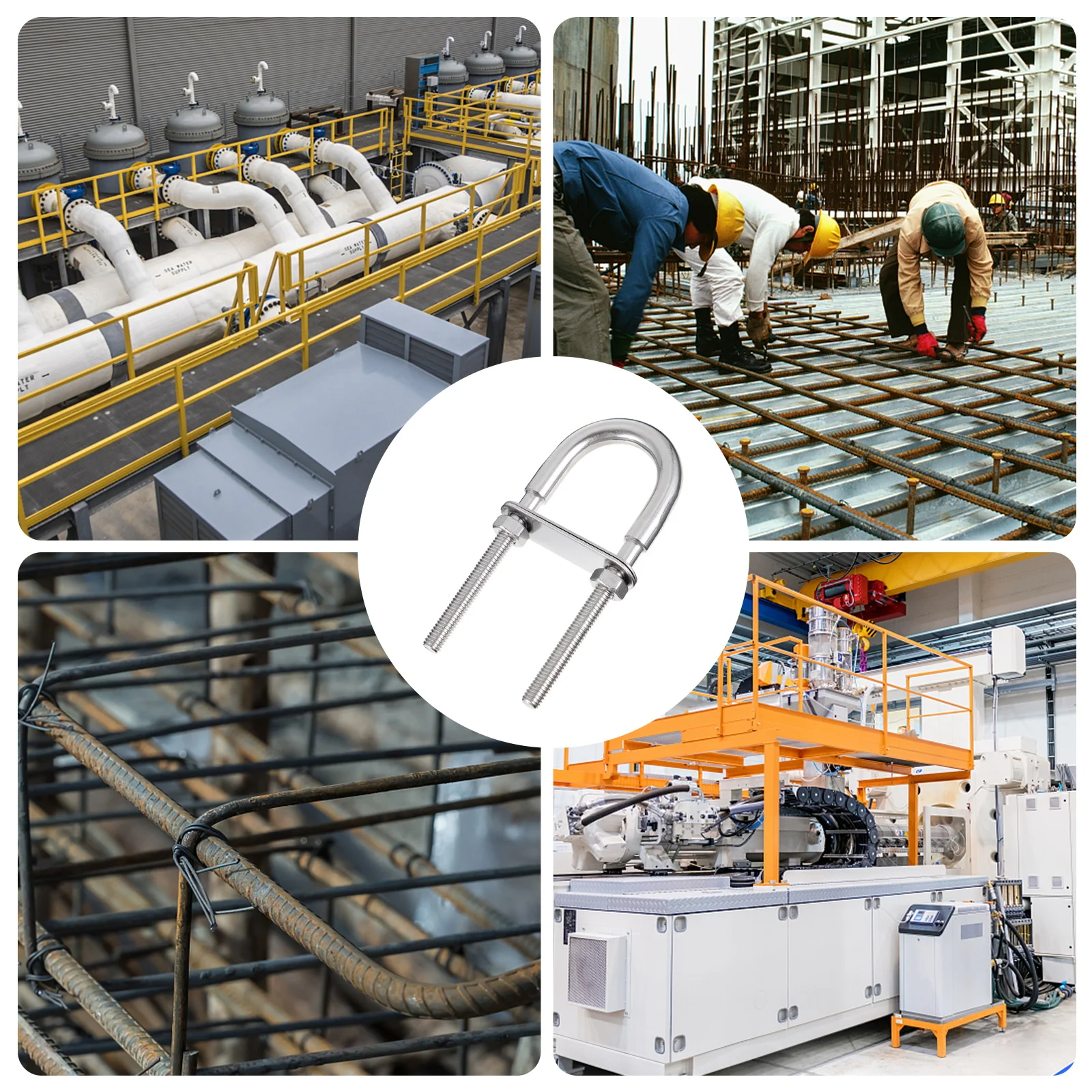 

2 pcs Stainless U Bolt Rust Resistant Marine Rigging Hardware For Tube Pipe Fixing U Shaped Screw Clamp Fastener