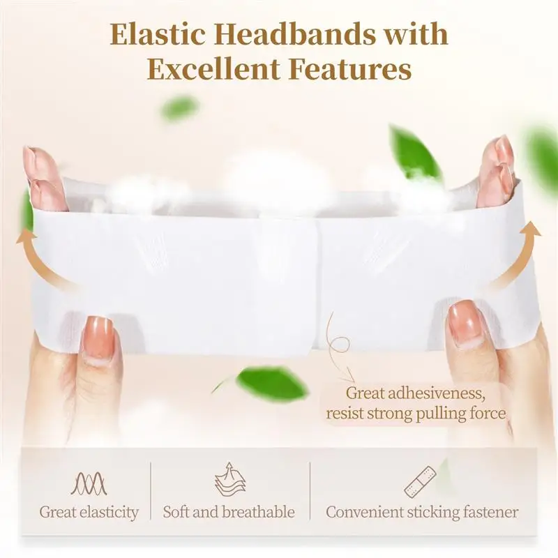 50Pcs Disposable Spa Headbands Elastic Headband Wrap Adjustable Closure Stretch Non-Woven Facial Bandeau Soft Skin Care Headband