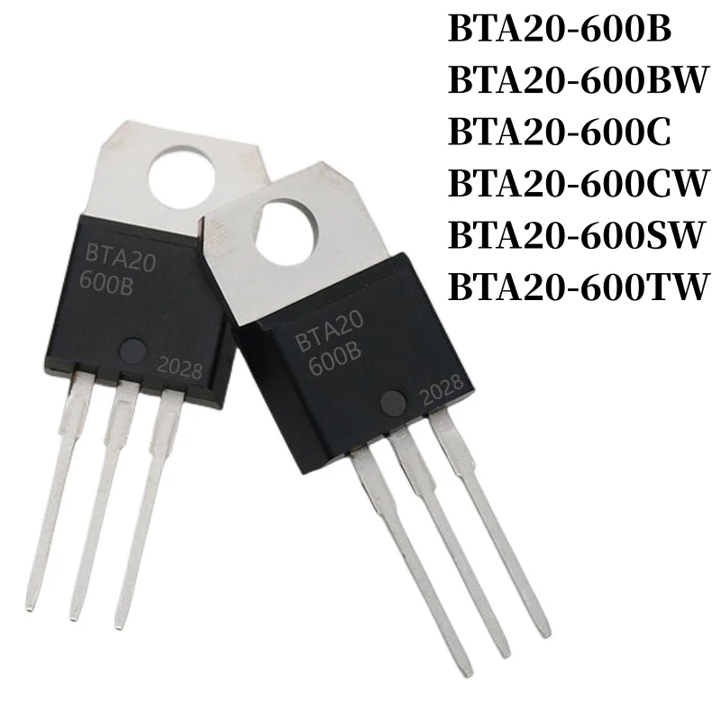 

5~500Pcs BTA20-600B BTA20-600BW BTA20-600C BTA20-600CW BTA20-600SW BTA20-600TW DIP Thyristor 20A/600V TO-220 Triac Large Chip